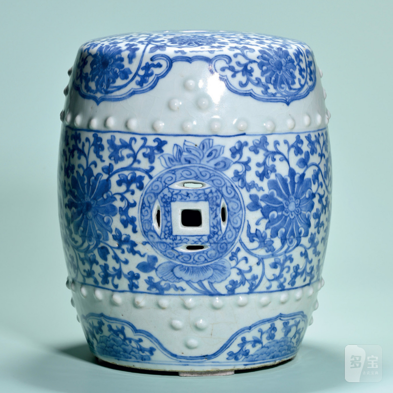 清中期 青花缠枝莲纹迎手